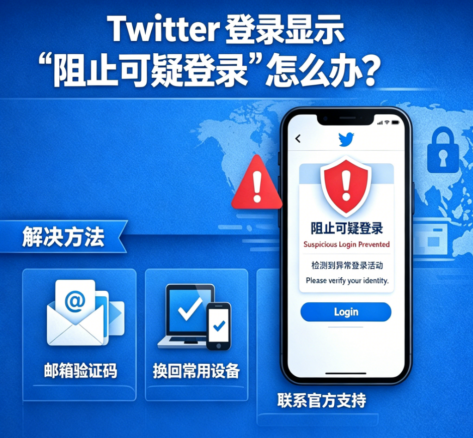 Twitter登录显示“阻止可疑登录”怎么办？